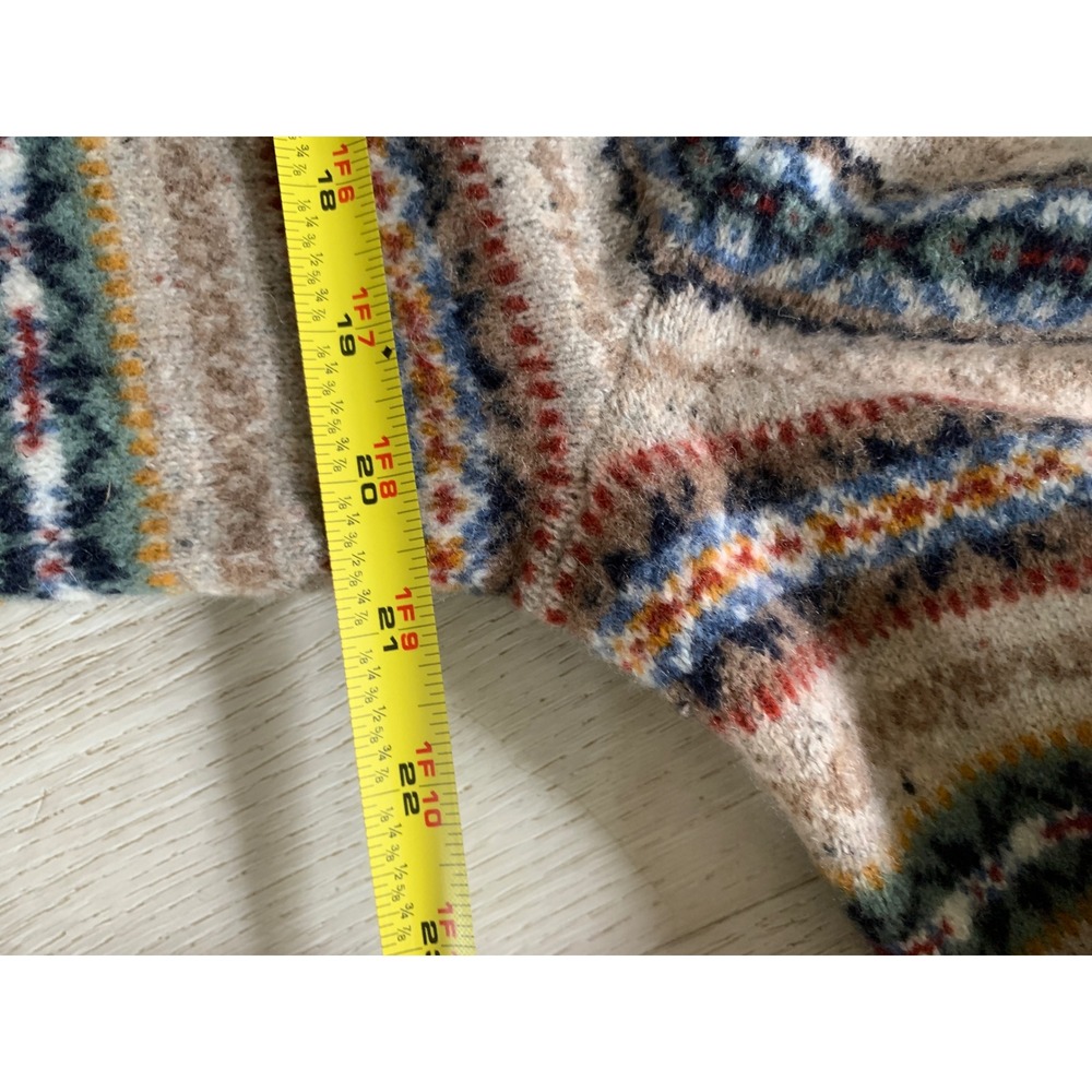 J.Crew Women Wool Blend Fair Isle Crewneck Sweater Christmas Tan size L Multi - Picture 6 of 7